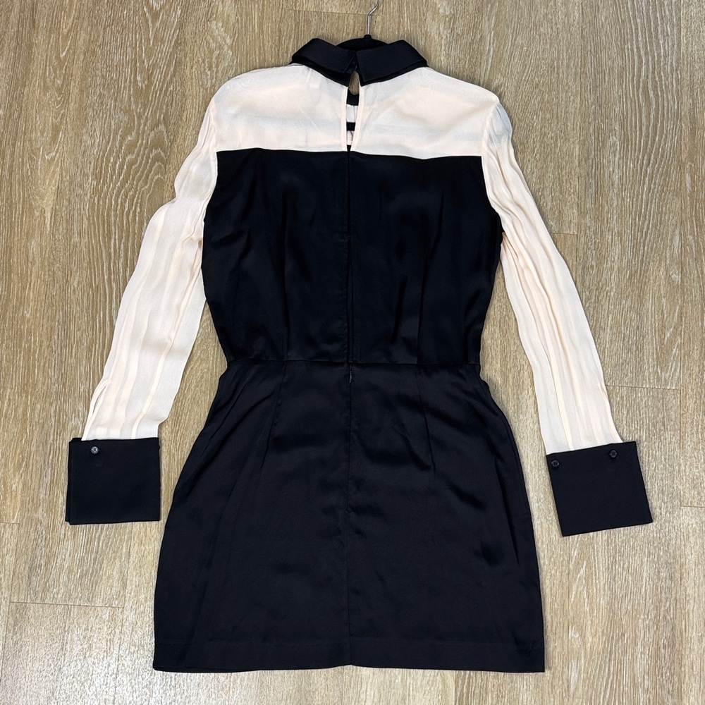 Reiss Veneto Color Block Midi Satin Sheer Long Sleeve Shirt Dress size 6 - Picture 5 of 11